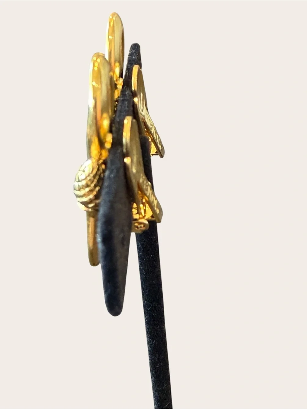 Fendi Gold-Tone Sculptural Acorn Loop Clip-On Earrings